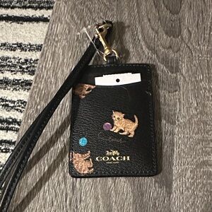 Coach Black Card Holder with Cat Design